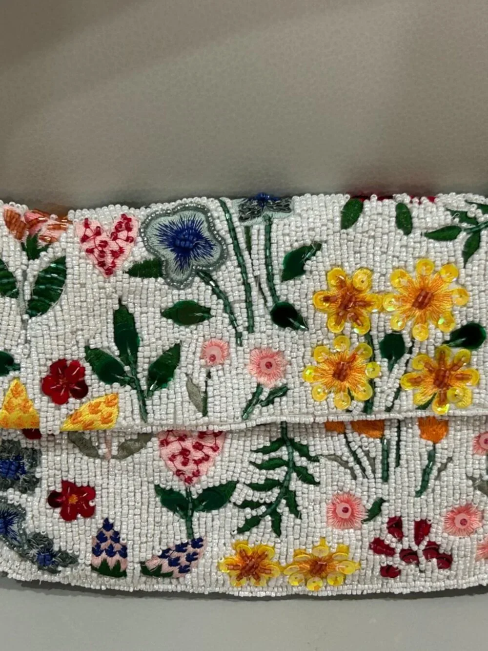 Beaded Spring Wildflower Bag Handcrafted in India Clutch or Shoulder Bag NWT